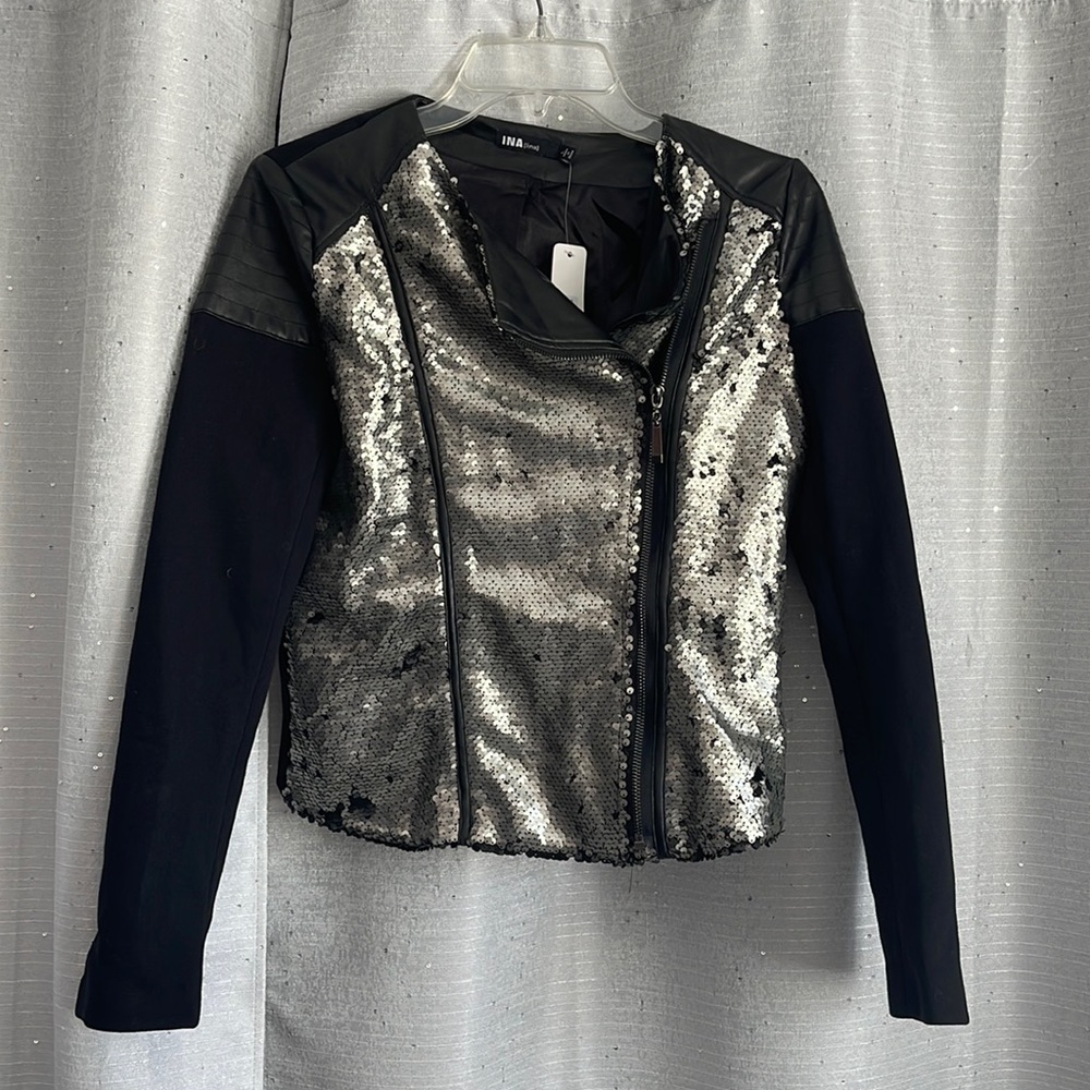NWT sequin moto jacket